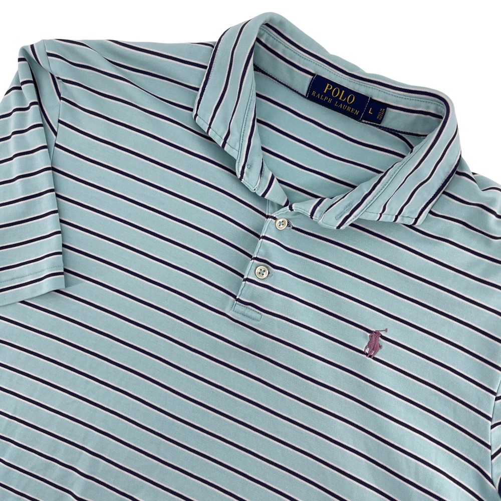 Polo Ralph Lauren Striped Polo Shirt Classic‎ Fit Casual Top Men's L